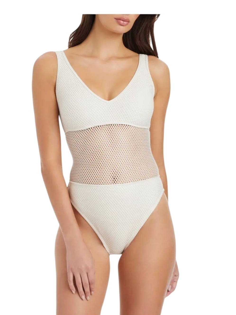 Small Sanctuary Cream Mesh One-Piece Swimsuit